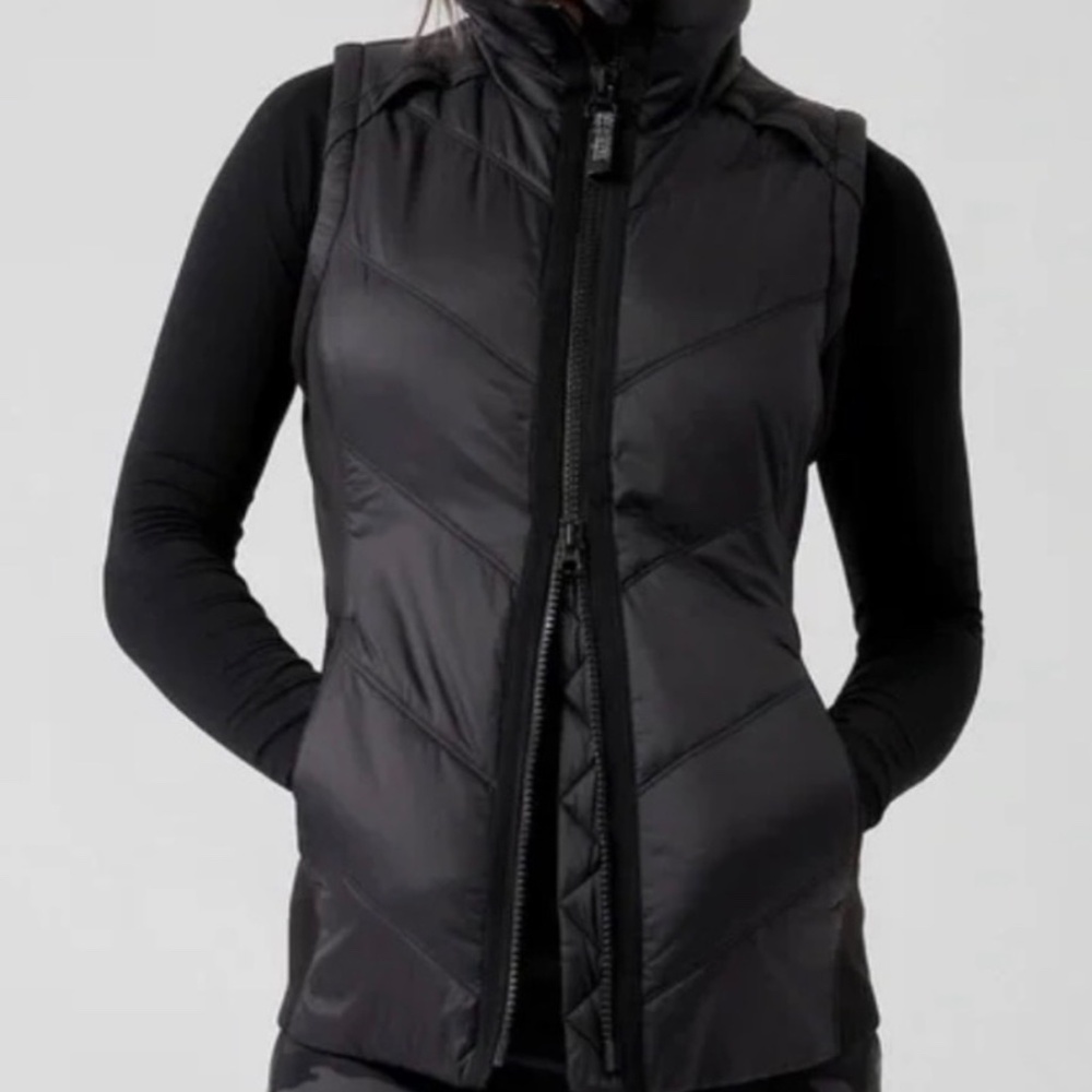 Athleta Rock Ridge Primaloft Vest Black Longline Puffer Zipper Lightweight Small